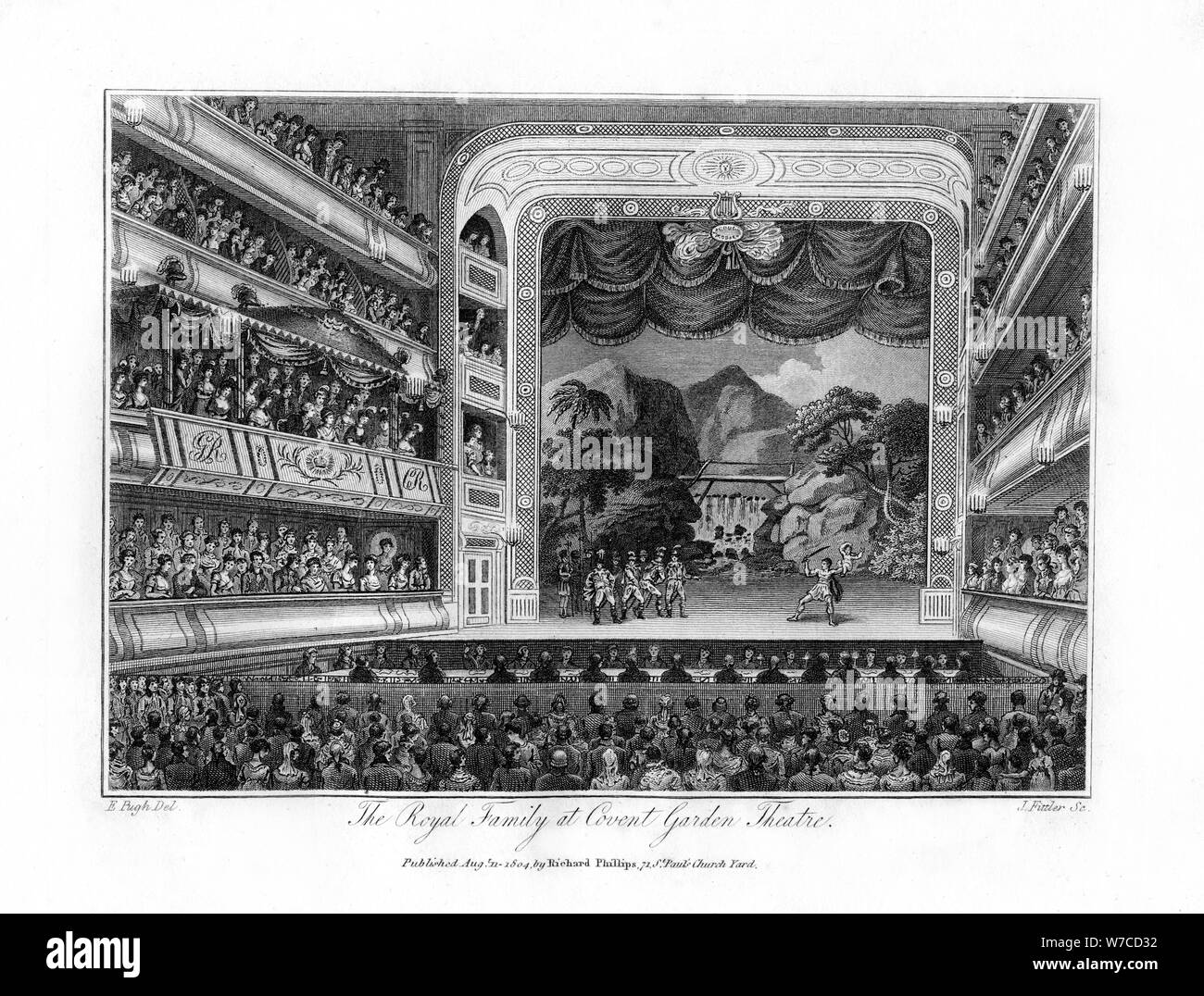 La famiglia Reale al Covent Garden Theatre, London, 1804.Artista: James Fittler Foto Stock