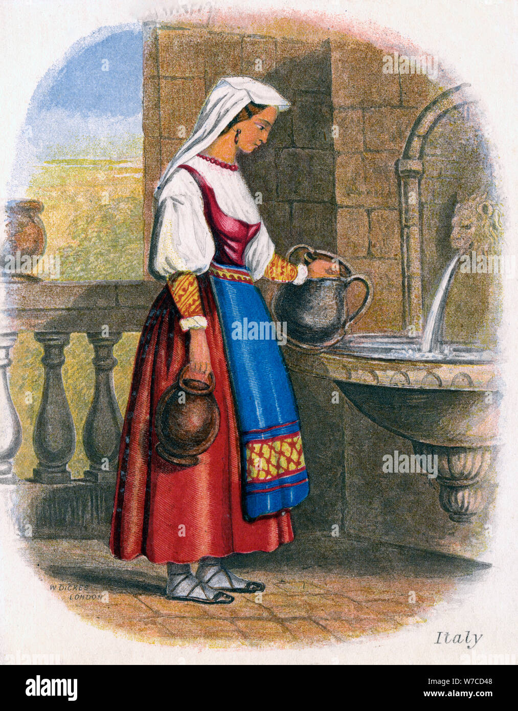"Donna italiana a raccogliere l'acqua', 1809.Artista: W Dickes Foto Stock