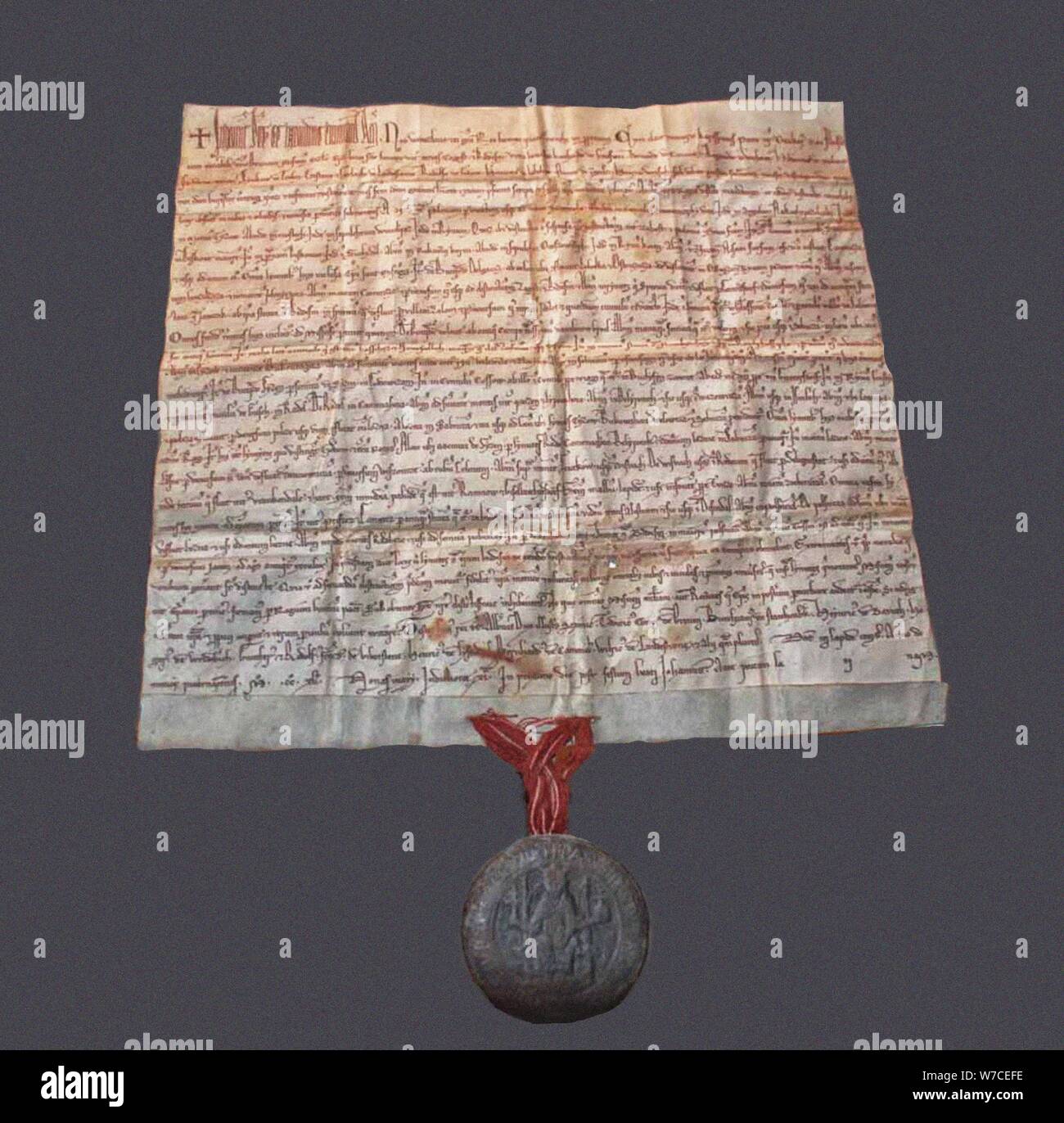 La tomaia Lausitz confine decreto del Re Venceslao I di Boemia. Foto Stock