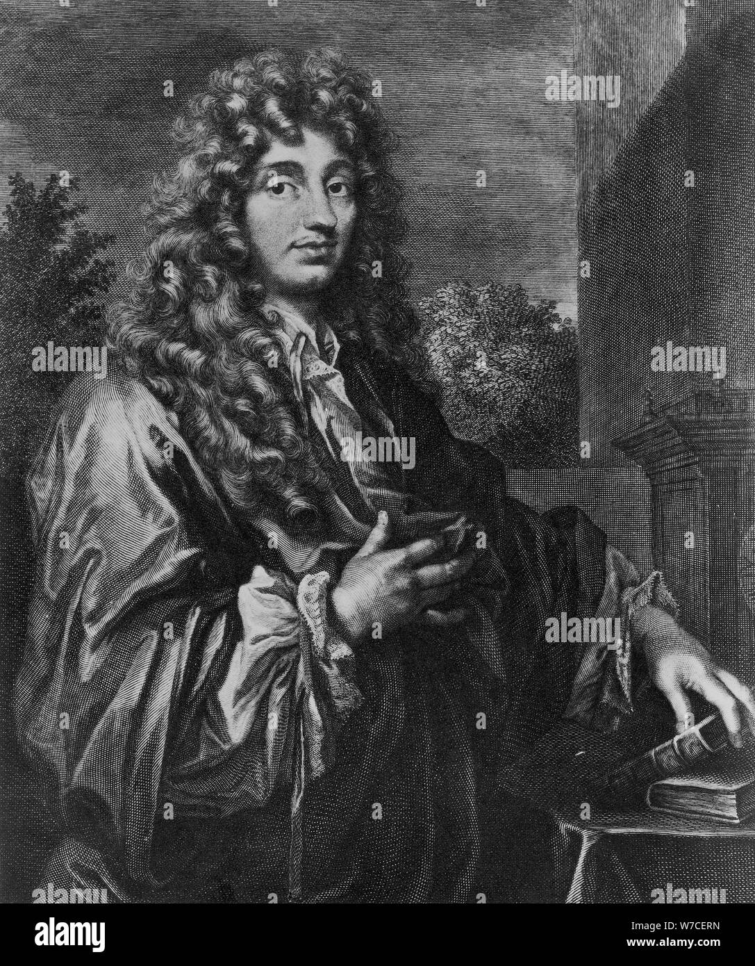 Christiaan Huygens, il fisico olandese, c1670. Artista: sconosciuto Foto Stock