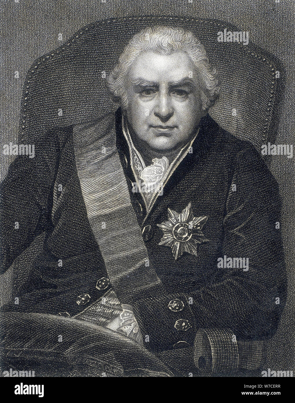 Joseph Banks, presidente della Royal Society (PRS), botanico, 1800s. Artista: Thomas Philips Foto Stock