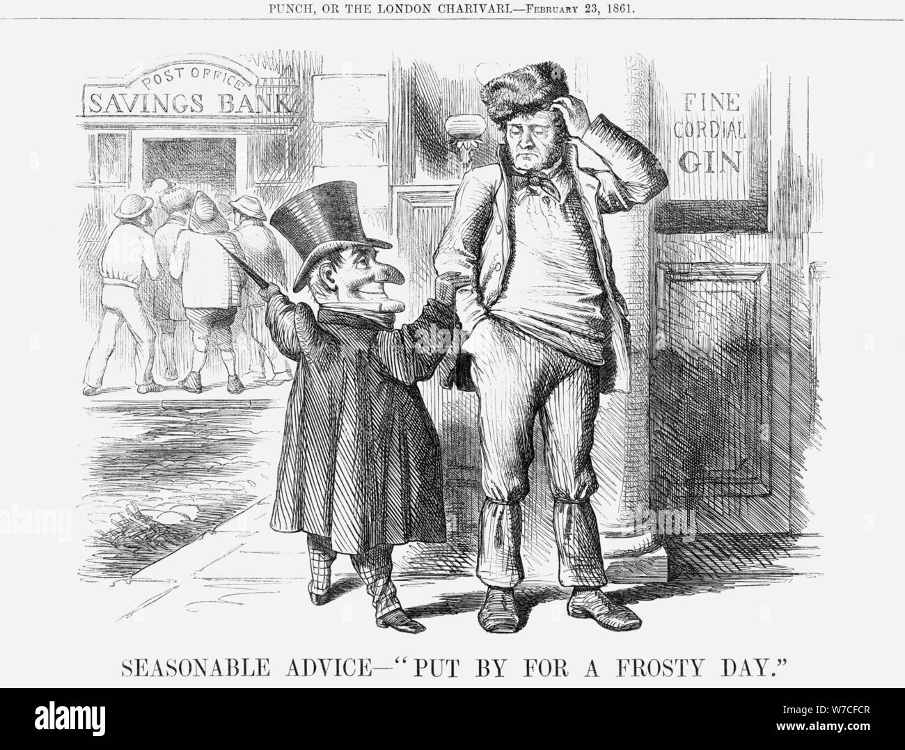 'Seasonable consigli - Mettere da per un gelido giorno", 1861. Artista: sconosciuto Foto Stock