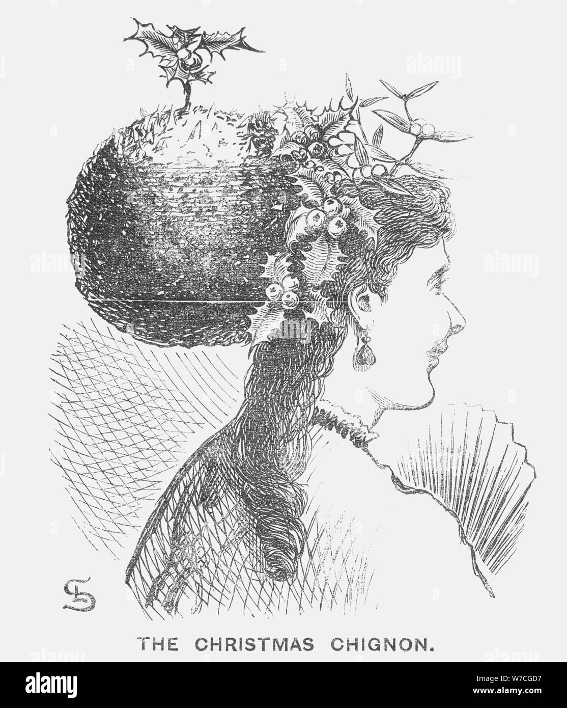 'Il Natale Chignon', 1867. Artista: Edward Linley Sambourne Foto Stock