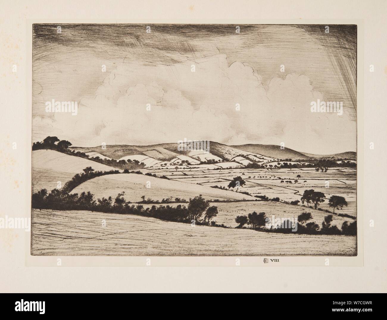 Una valle nel South Downs, pub. 1925. Autore: Christopher Richard Wynne Nevinson (1889 - 1946) . Foto Stock