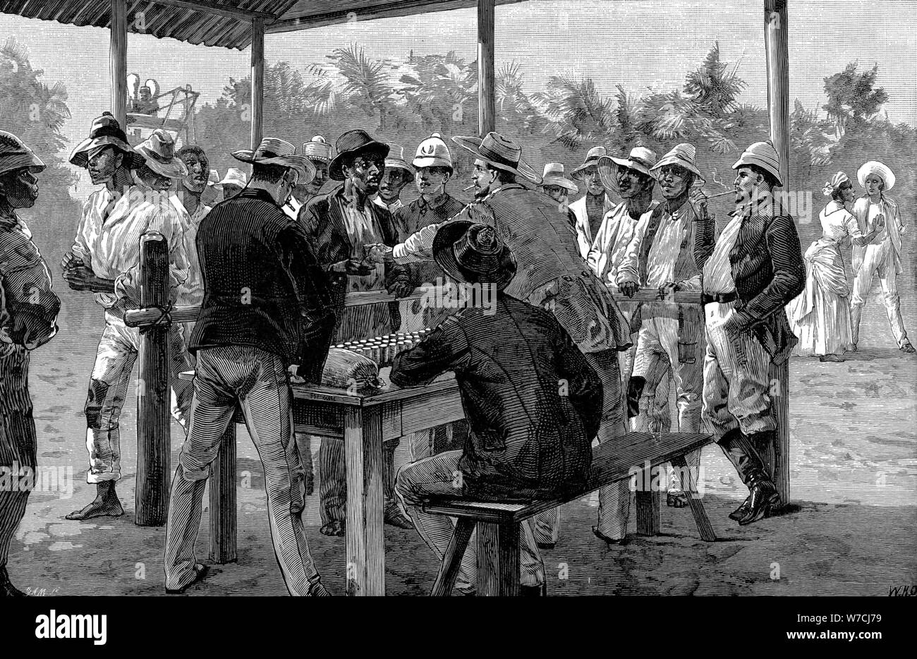 Pagando a ovest i braccianti indiani, 1888. Artista: sconosciuto Foto Stock