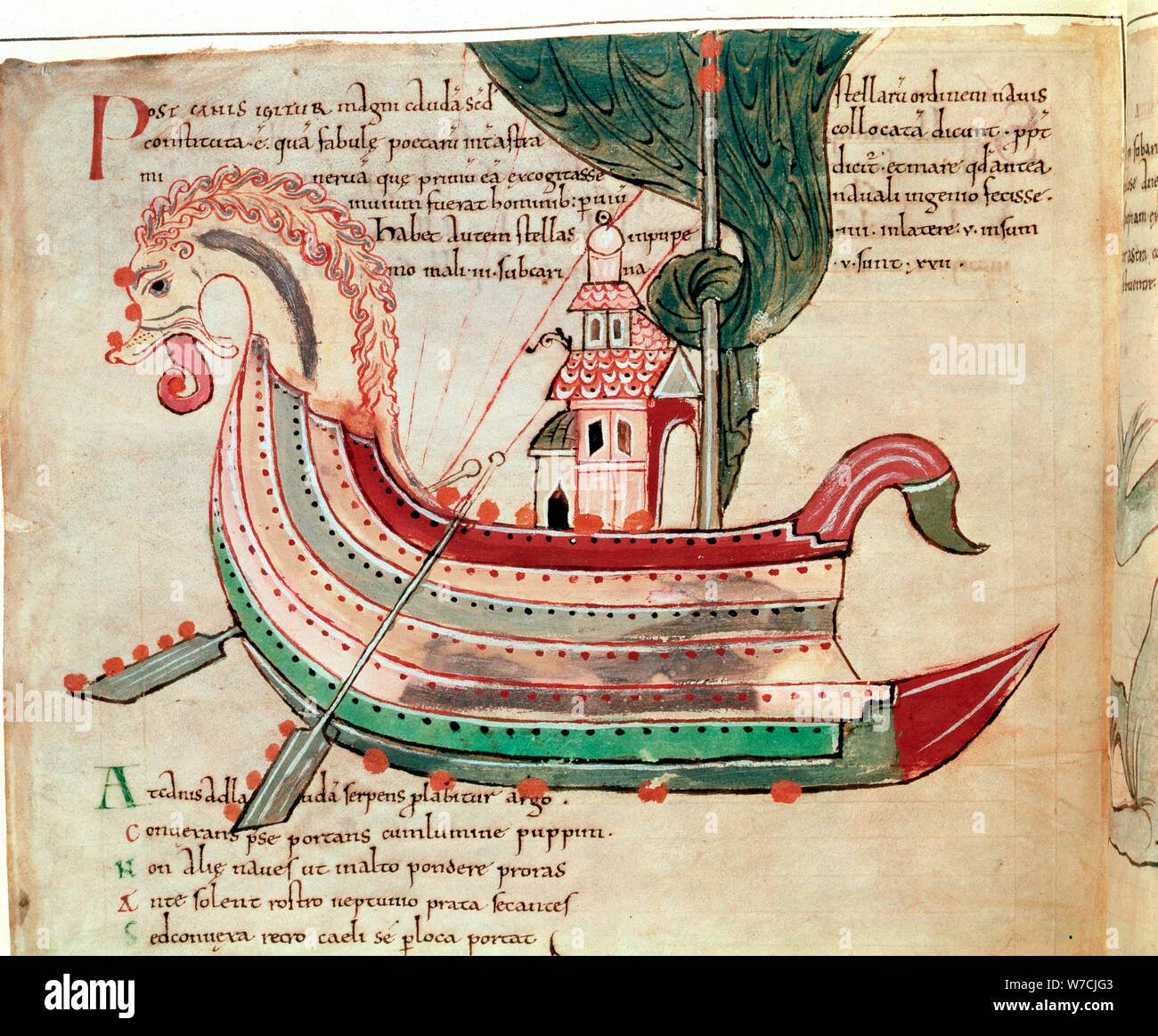 Norse dragon-prowed nave, c10th secolo. Artista: sconosciuto Foto Stock