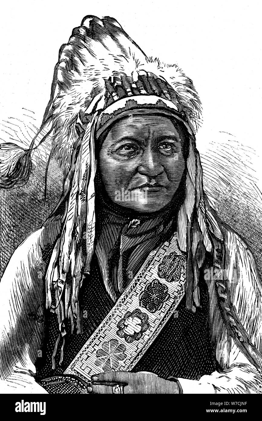 Capo Toro Seduto, dell'indiano americano del XIX secolo. Artista:  sconosciuto Foto stock - Alamy