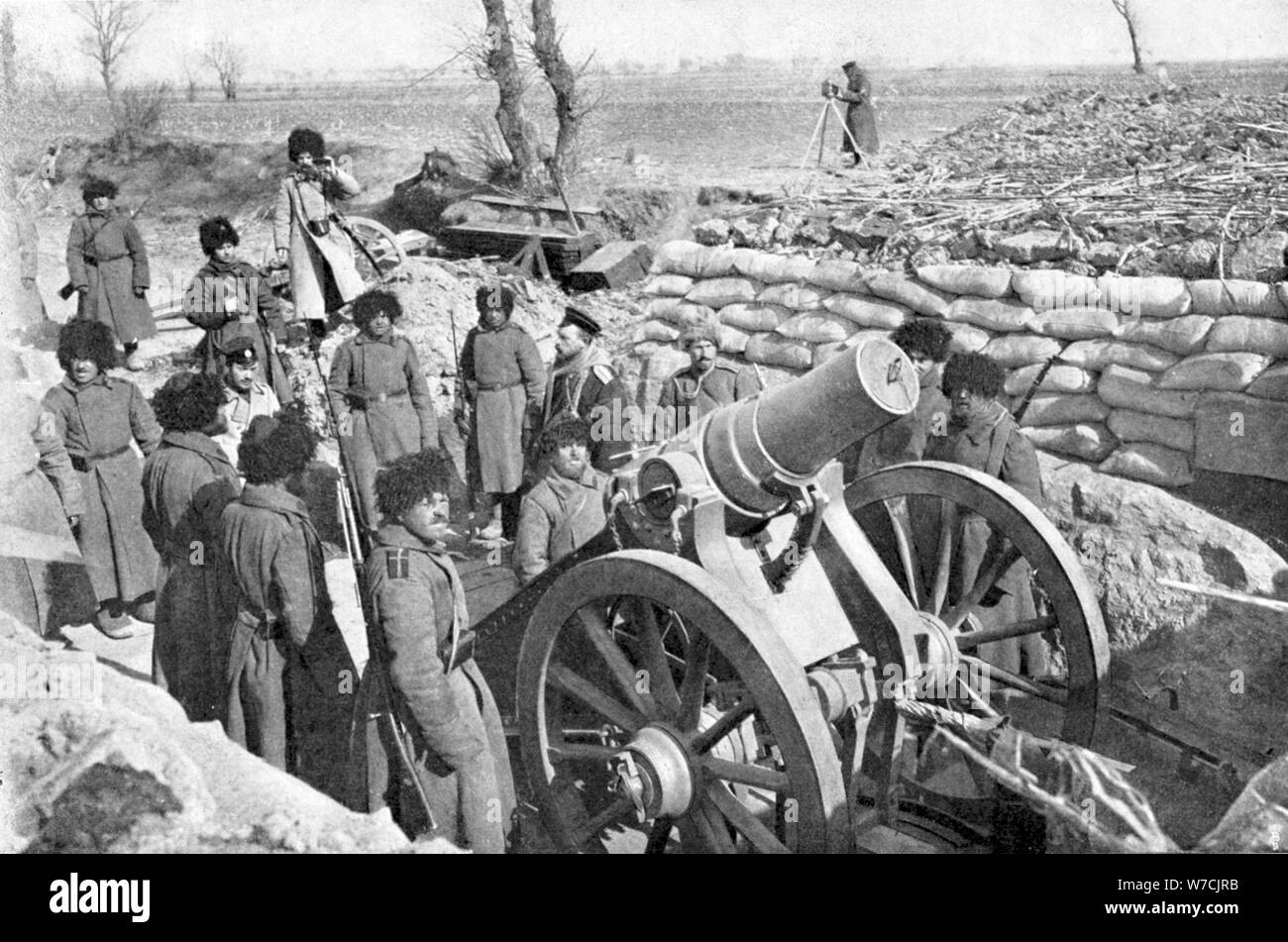 Il russo sei pollici obice batteria, guerra Russo-Giapponese, 1904-5. Artista: sconosciuto Foto Stock