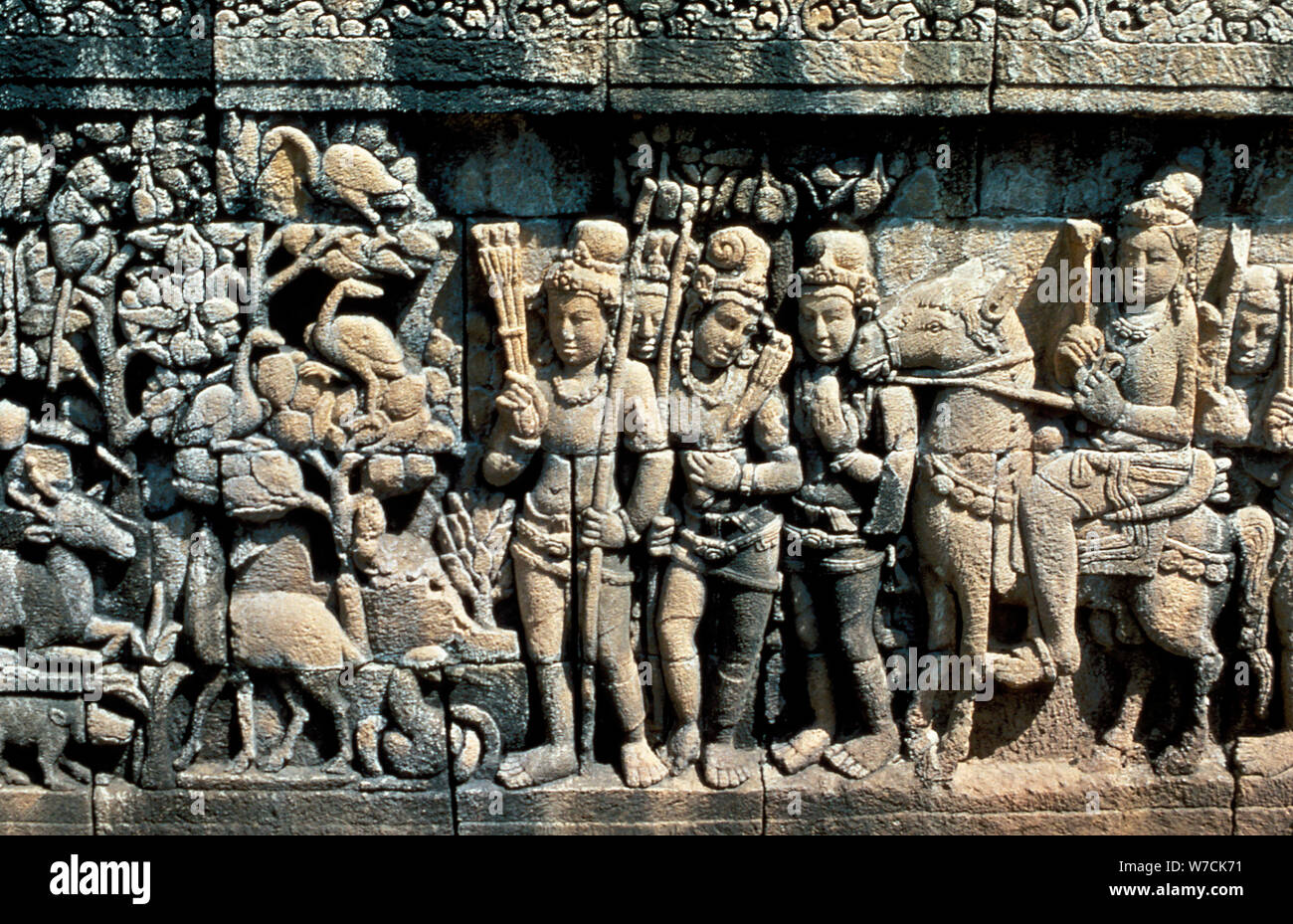 Sollievo che mostra una scena di un sutra, Barabudur, Java, c750-850. Artista: sconosciuto Foto Stock
