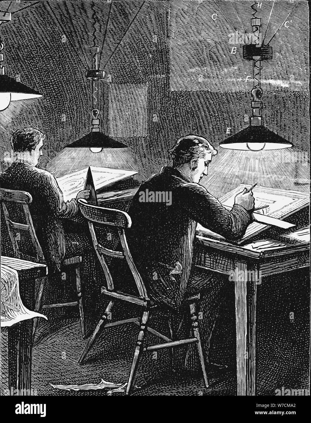 Swan lampade ad incandescenza, University College, Scozia, 1884. Artista: sconosciuto Foto Stock