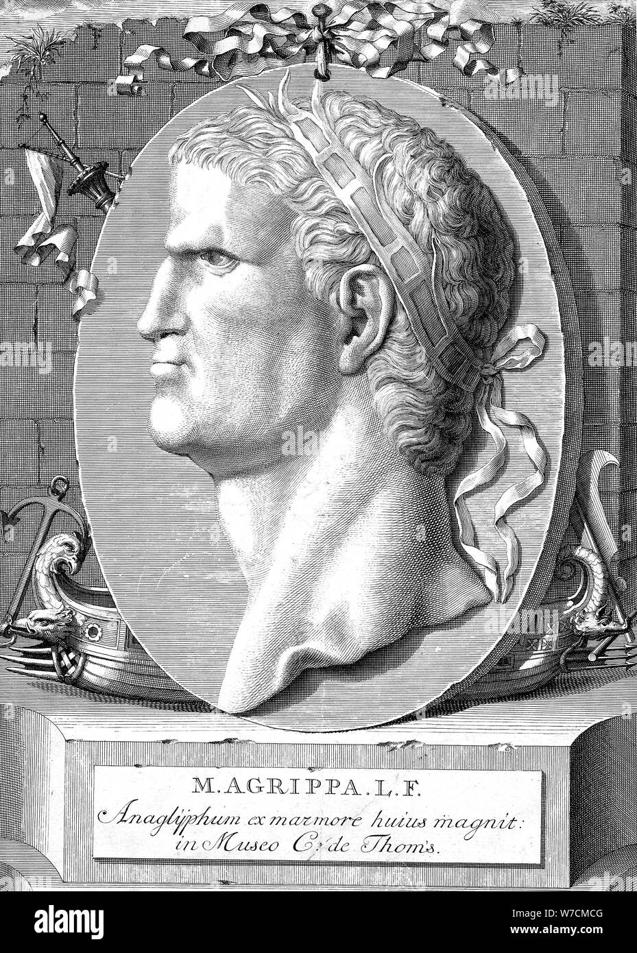 Marcus Vipsanius Agrippa (63-12 a.C.), statista romano e navale e comandante militare. Artista: sconosciuto Foto Stock