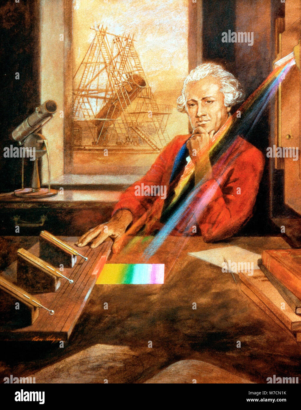 William Herschel (1738-1822) tedesco-nato astronomo inglese. Artista: sconosciuto Foto Stock