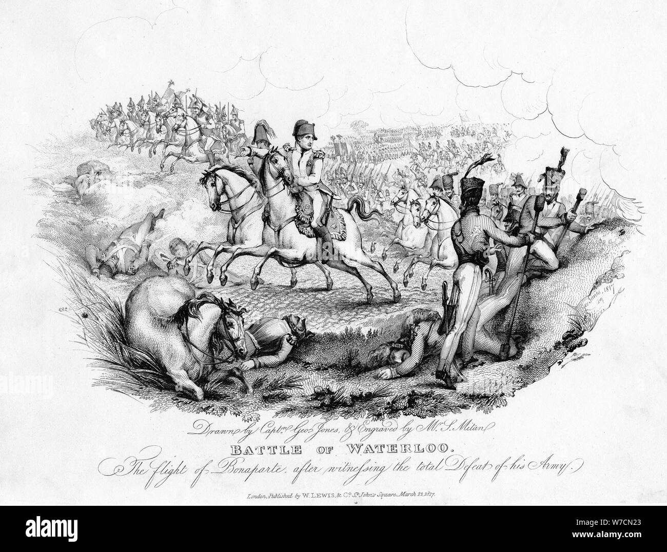 "La battaglia di Waterloo, Belgio, 1815 (1817). Artista: sconosciuto Foto Stock