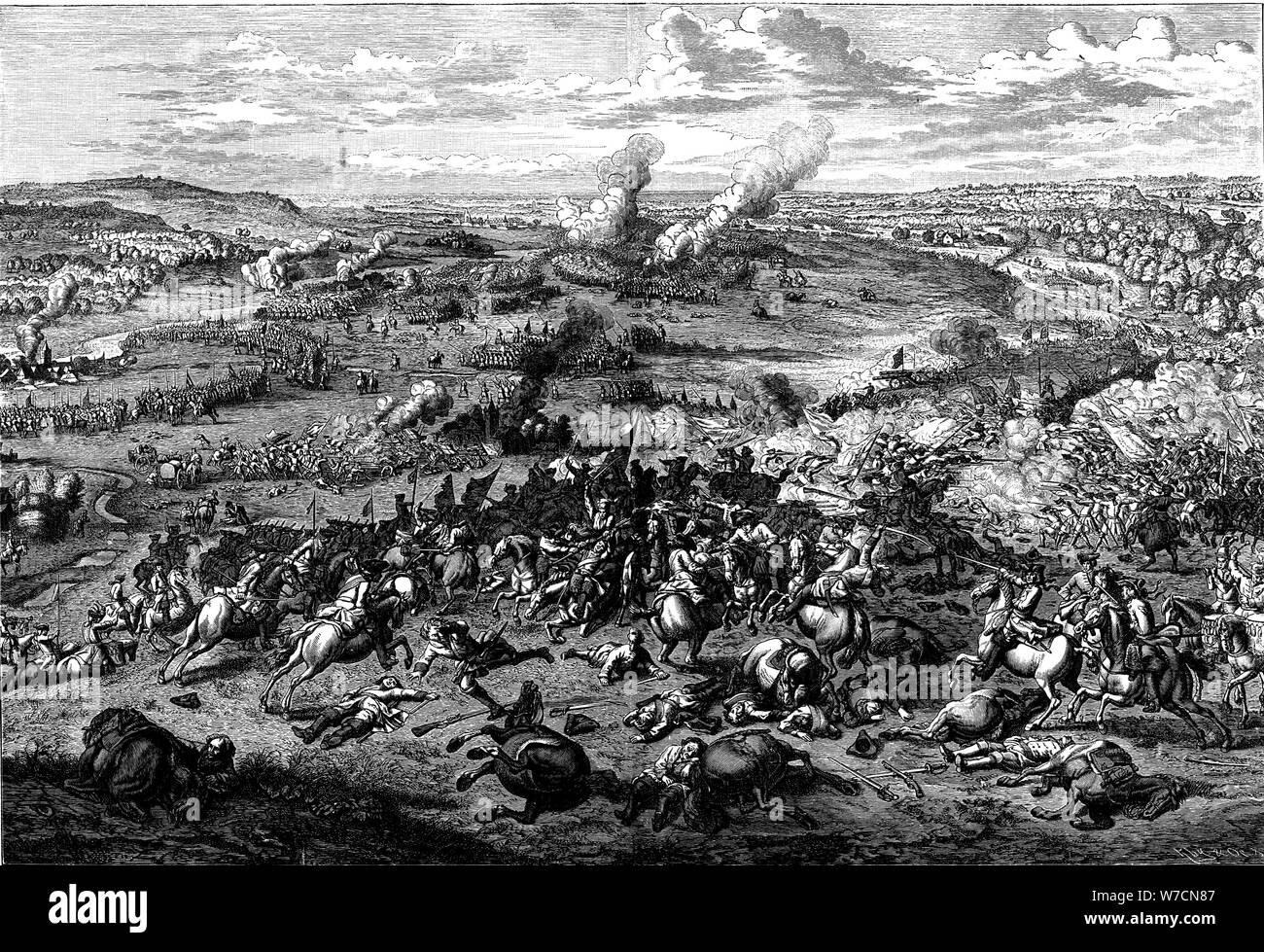 La guerra di Successione Spagnola: la Battaglia di Blenheim, Baviera, 3 agosto 1704. Artista: sconosciuto Foto Stock