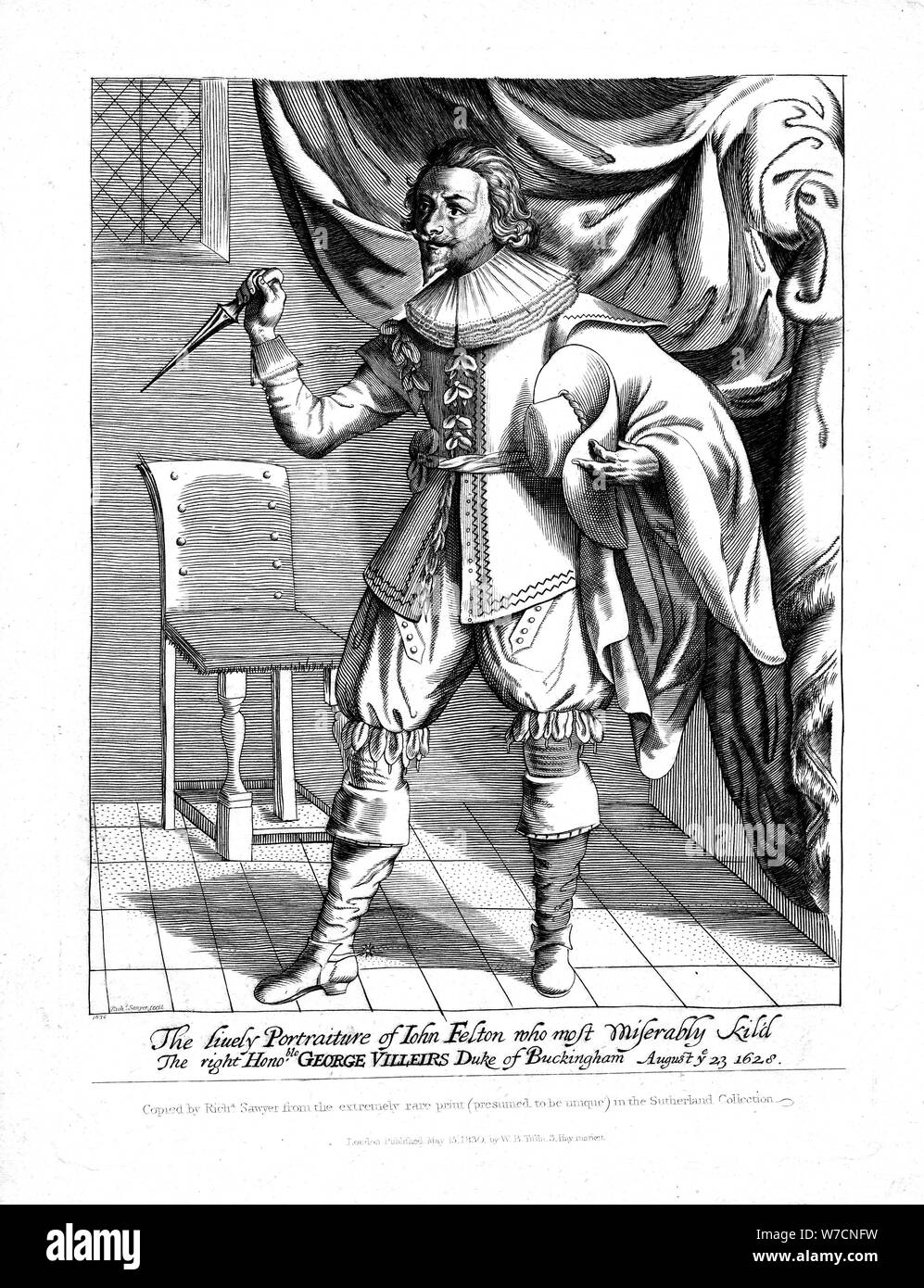 John Felton (1595?-1628), inglese Puritan naval officer, 1830. Artista: Richard Sawyer Foto Stock