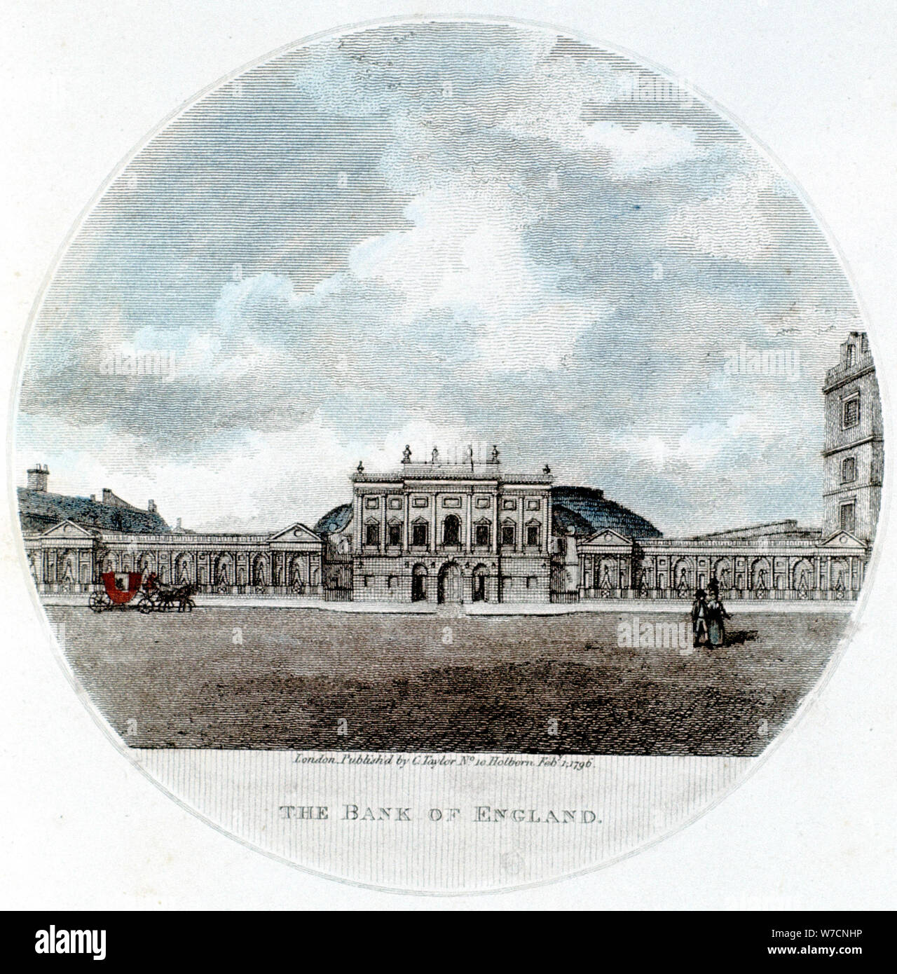 Facciata della Bank of England, Threadneedle Street, Londra, 1796. Artista: sconosciuto Foto Stock