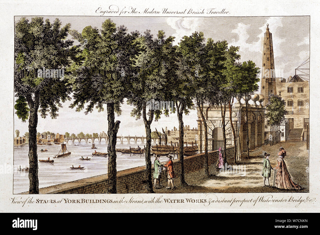Acquedotto a York edifici, Strand, la fornitura di acqua a Londra dal Tamigi, 1790. Artista: sconosciuto Foto Stock