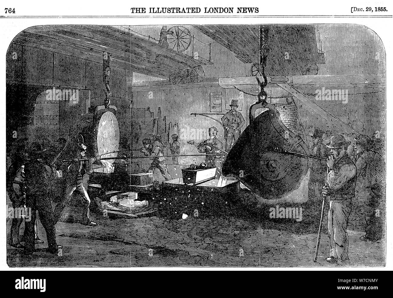 La fusione di un mortaio a Grissell il Regent's Canal Ferriera, City Road, Londra, 1855. Artista: sconosciuto Foto Stock