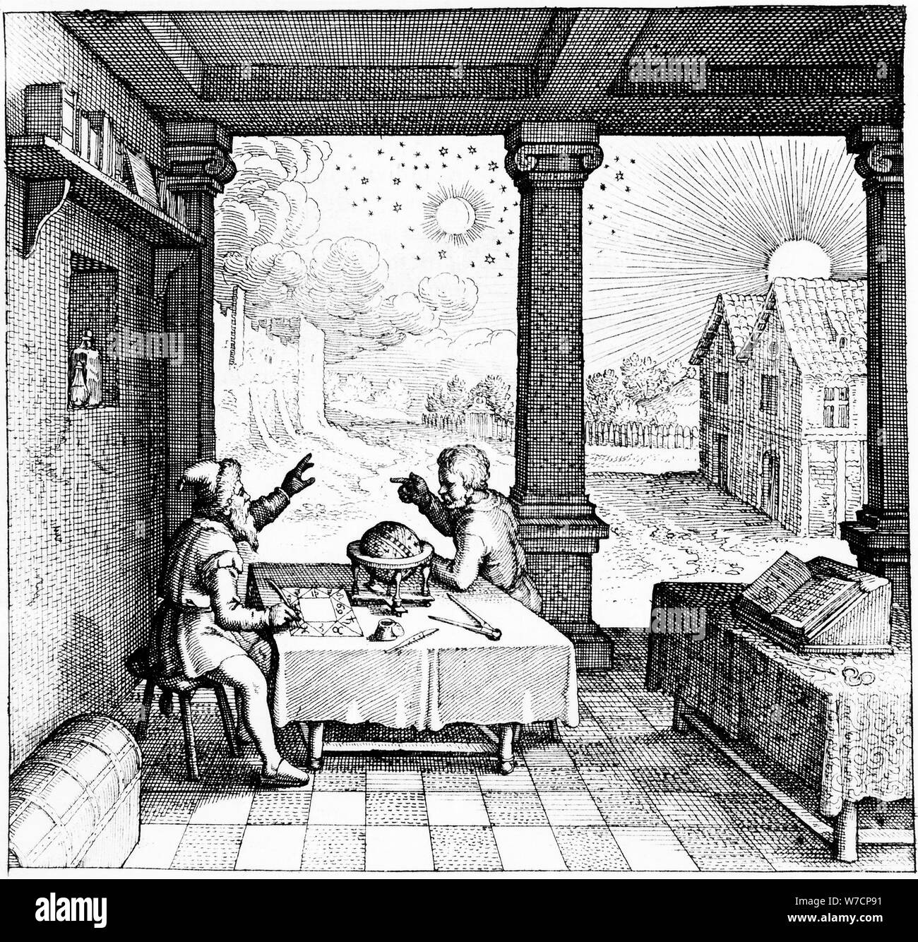 Gli Astrologi preparano un oroscopo, 1617-1619. Artista: sconosciuto Foto Stock