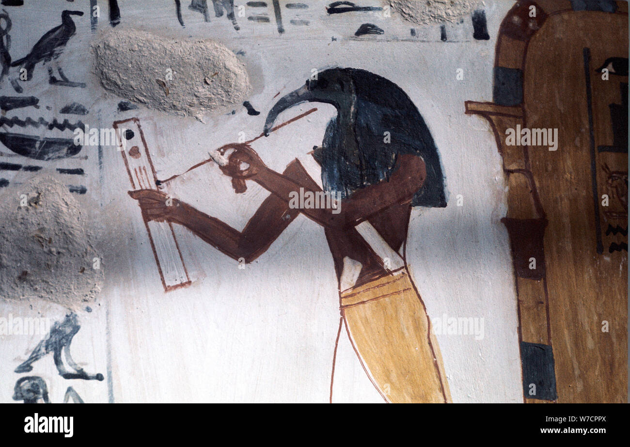 Ibis-intitolata dio Thoth, Segretario agli dèi e patrono degli scribi, antica egiziana. Artista: sconosciuto Foto Stock