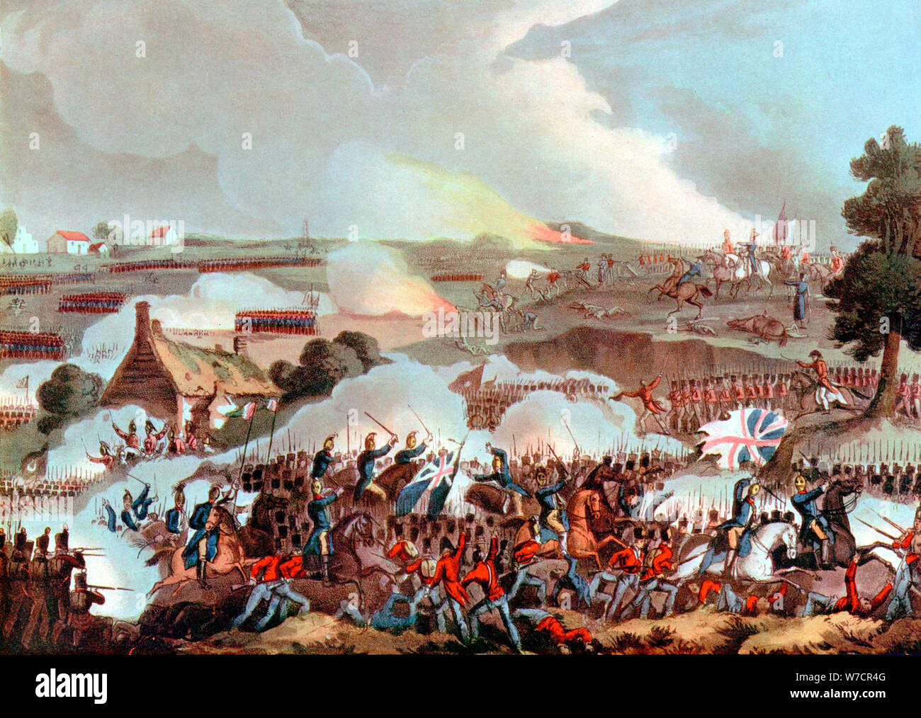 Battaglia di Waterloo, Belgio, 1815. Artista: sconosciuto Foto Stock