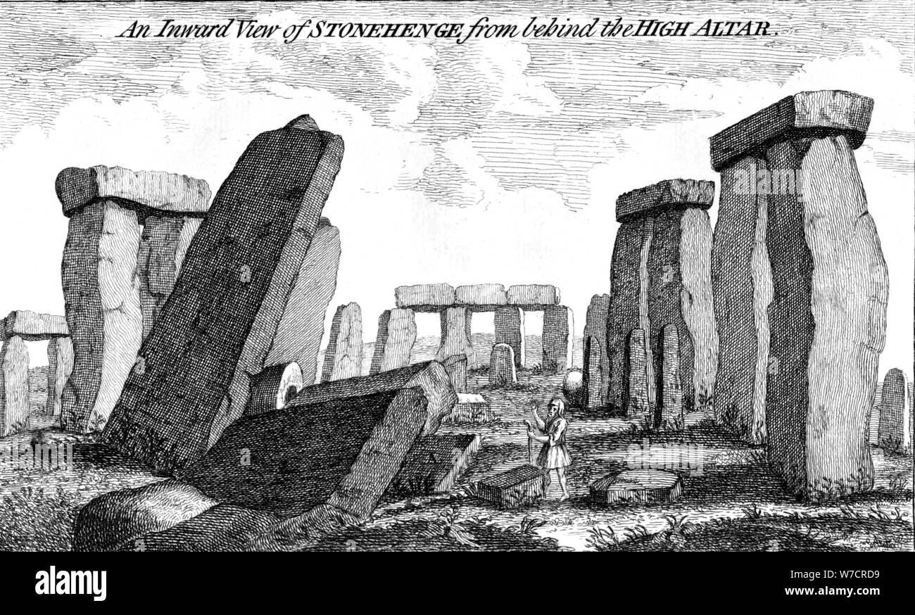 "Una vista verso l'interno di Stonehenge da dietro l altare maggiore', 1760. Artista: sconosciuto Foto Stock
