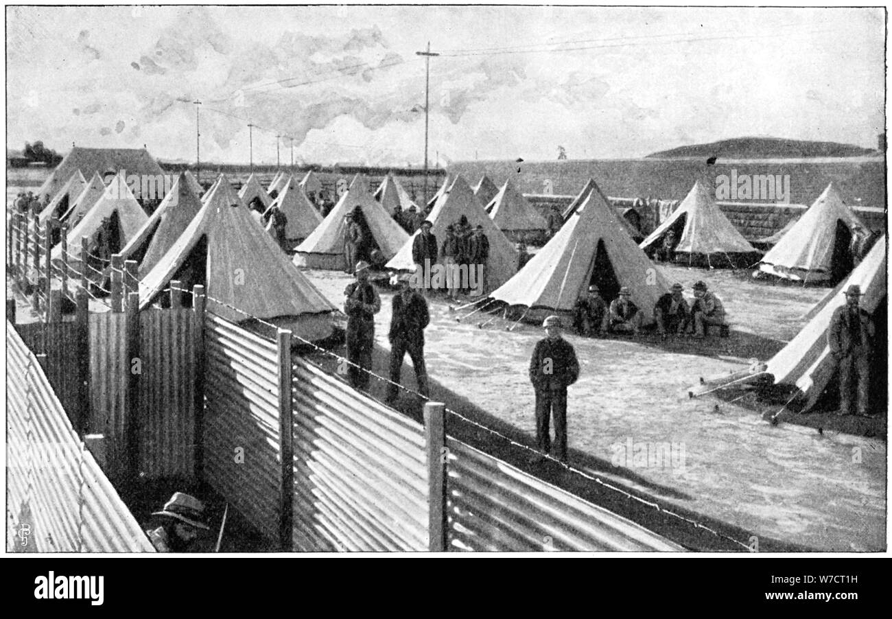 Boer prigionieri in un accampamento di Bloemfontein, seconda guerra boera, 1899-1902. Artista: sconosciuto Foto Stock