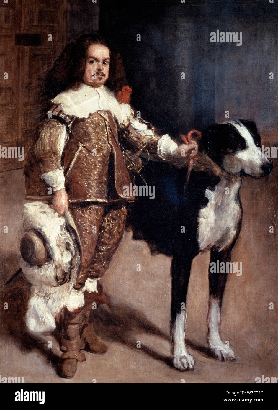 'Corte Dwarf Don Antonio el Inglés", 1640-1645. Artista: Diego Velasquez Foto Stock