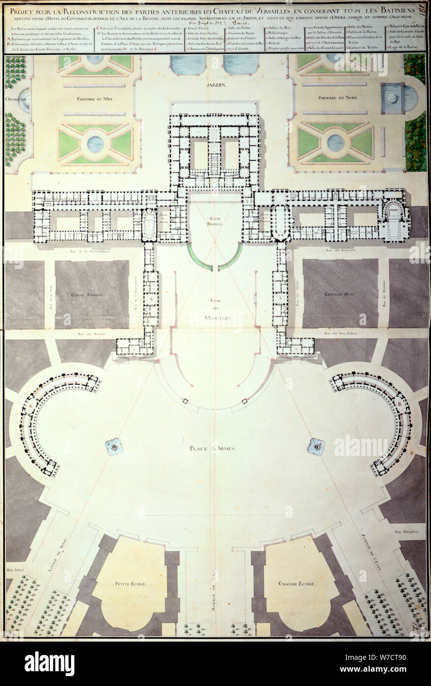 I piani per la trasformazione di Versailles, Francia, 1780. Artista: sconosciuto Foto Stock