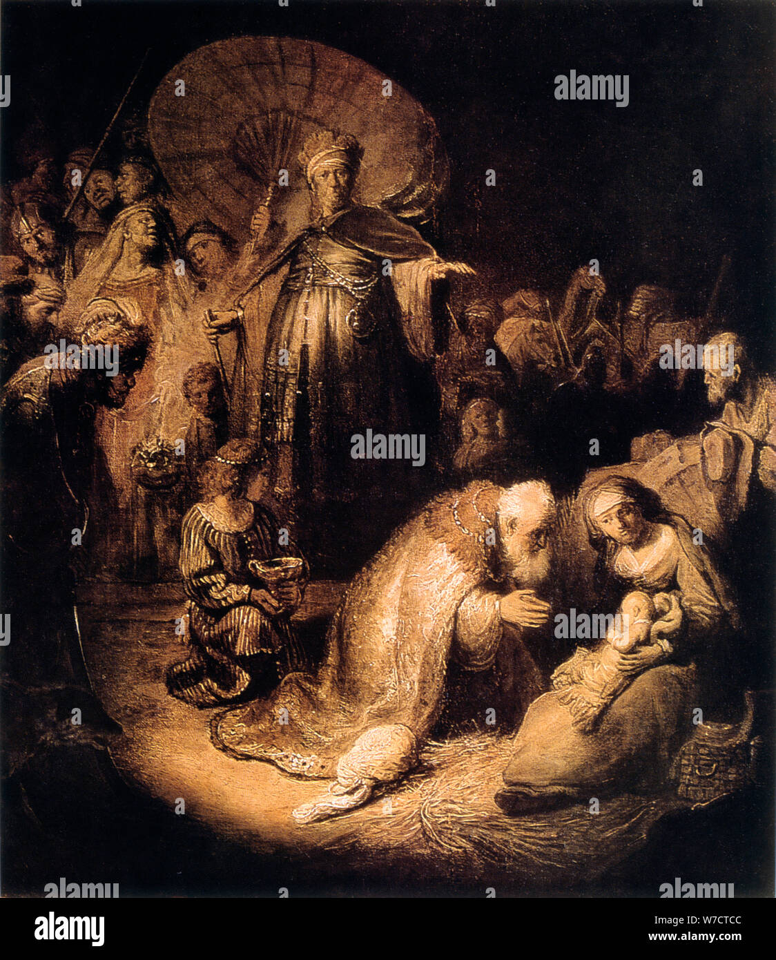 "L'Adorazione dei Magi", 1632. Artista: Harmensz Rembrandt van Rijn Foto Stock