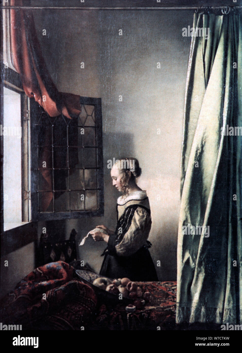 'La ragazza la lettura di una lettera a una finestra aperta', C1657. Artista: Jan Vermeer Foto Stock