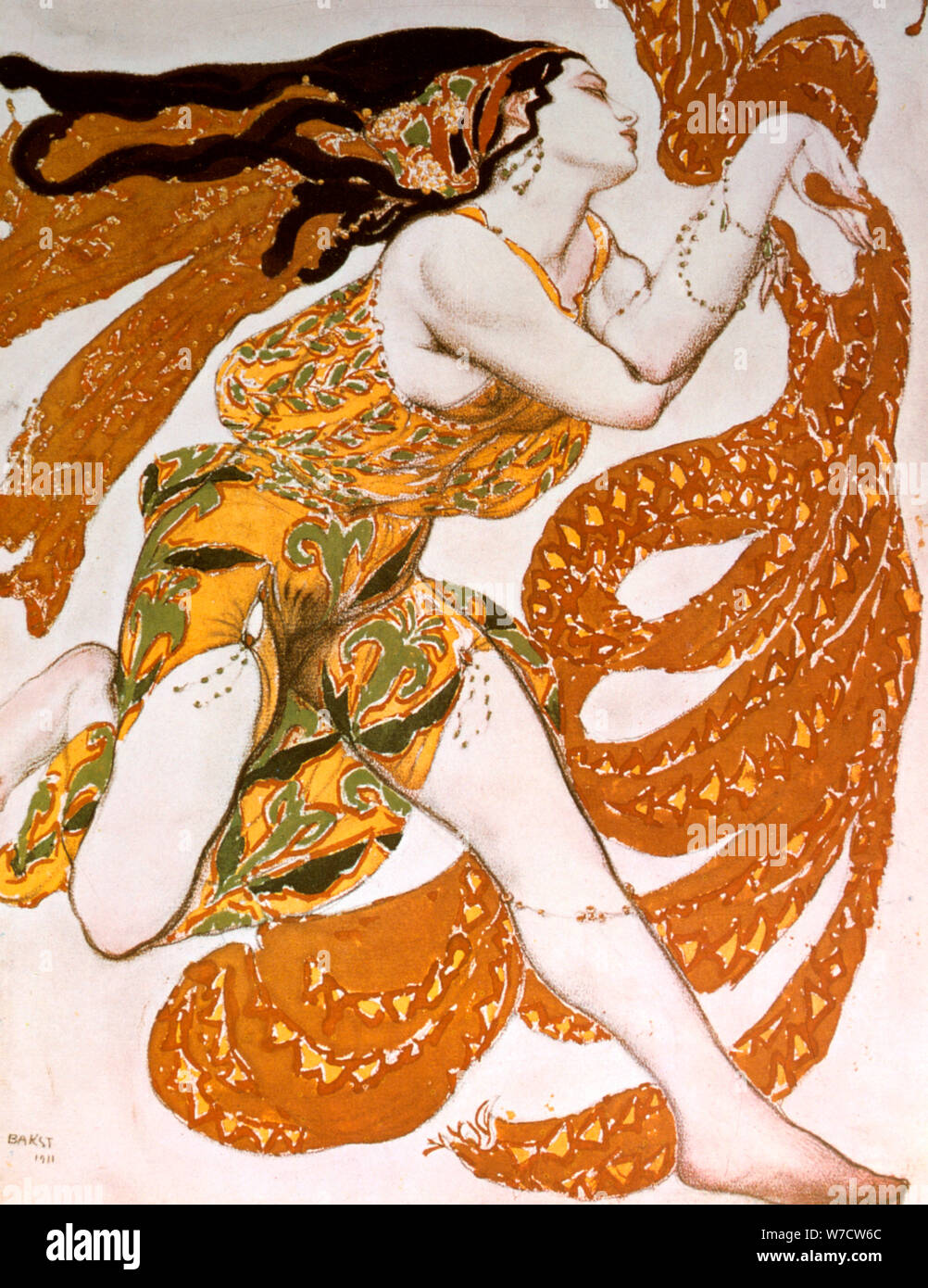 "Bacchante', Costume Design per un Ballets Russes produzione di Tcherepnin's Narcisse, 1911. Artista: Leon Bakst Foto Stock