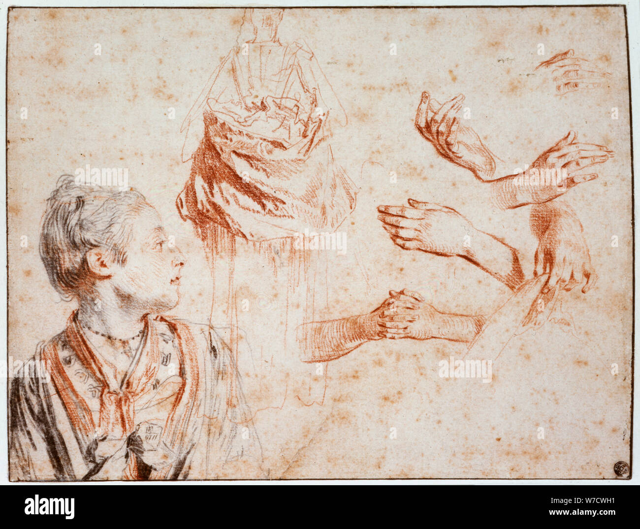 'Studiare', 1716-1718. Artista: Jean-Antoine Watteau Foto Stock