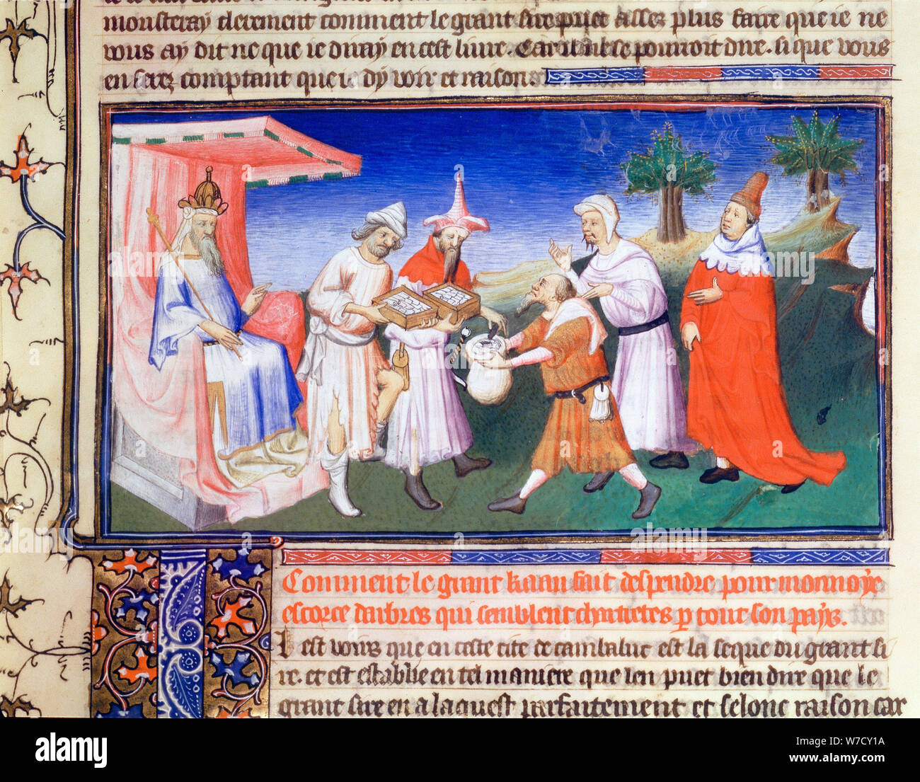 Kublai Khan di pagare per gli acquisti, c1280s, (xv secolo). Artista: Maestro di Boucicaut Foto Stock