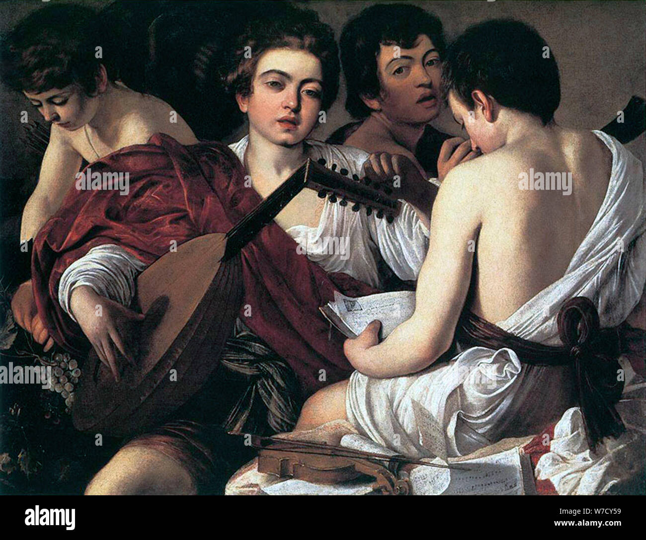 'I MUSICISTI', C1595. Artista: Michelangelo Caravaggio Foto Stock