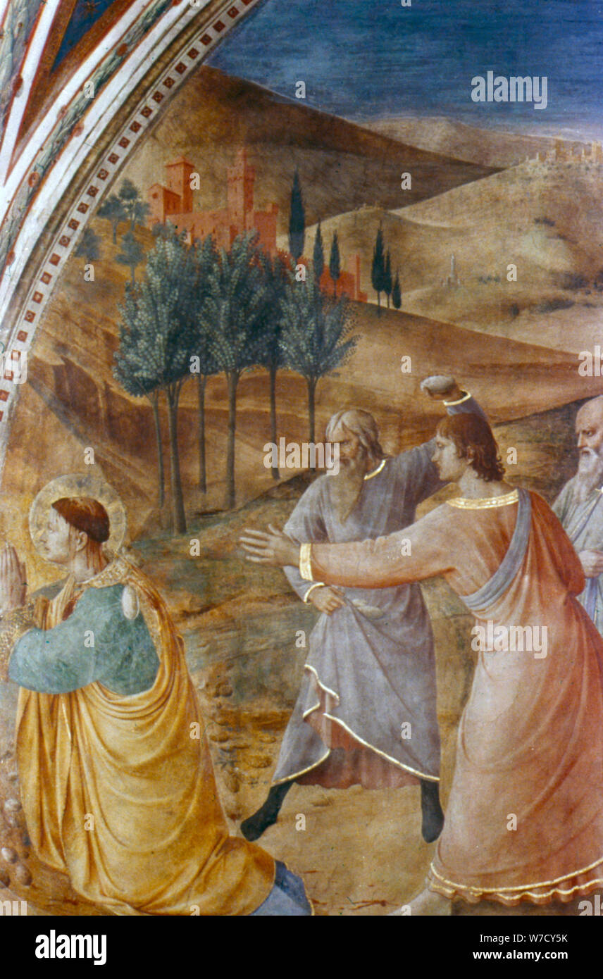 'La lapidazione di Santo Stefano', metà del XV secolo. Artista: Beato Angelico Foto Stock