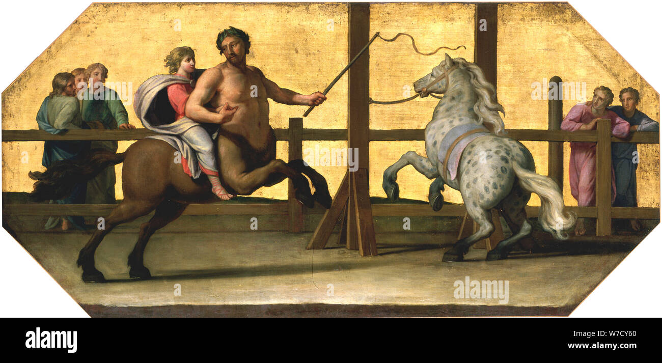 "L'educazione di Achille: La lezione di equitazione', del XVII secolo. Artista: Jean-Baptiste de Champaigne Foto Stock