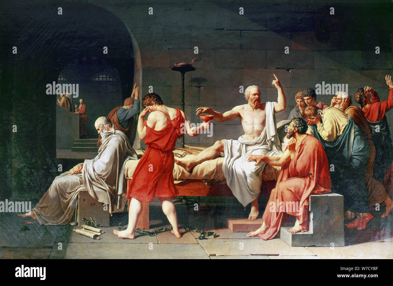 " La morte di Socrate', del IV secolo A.C. (1787). Artista: Jacques-Louis David Foto Stock