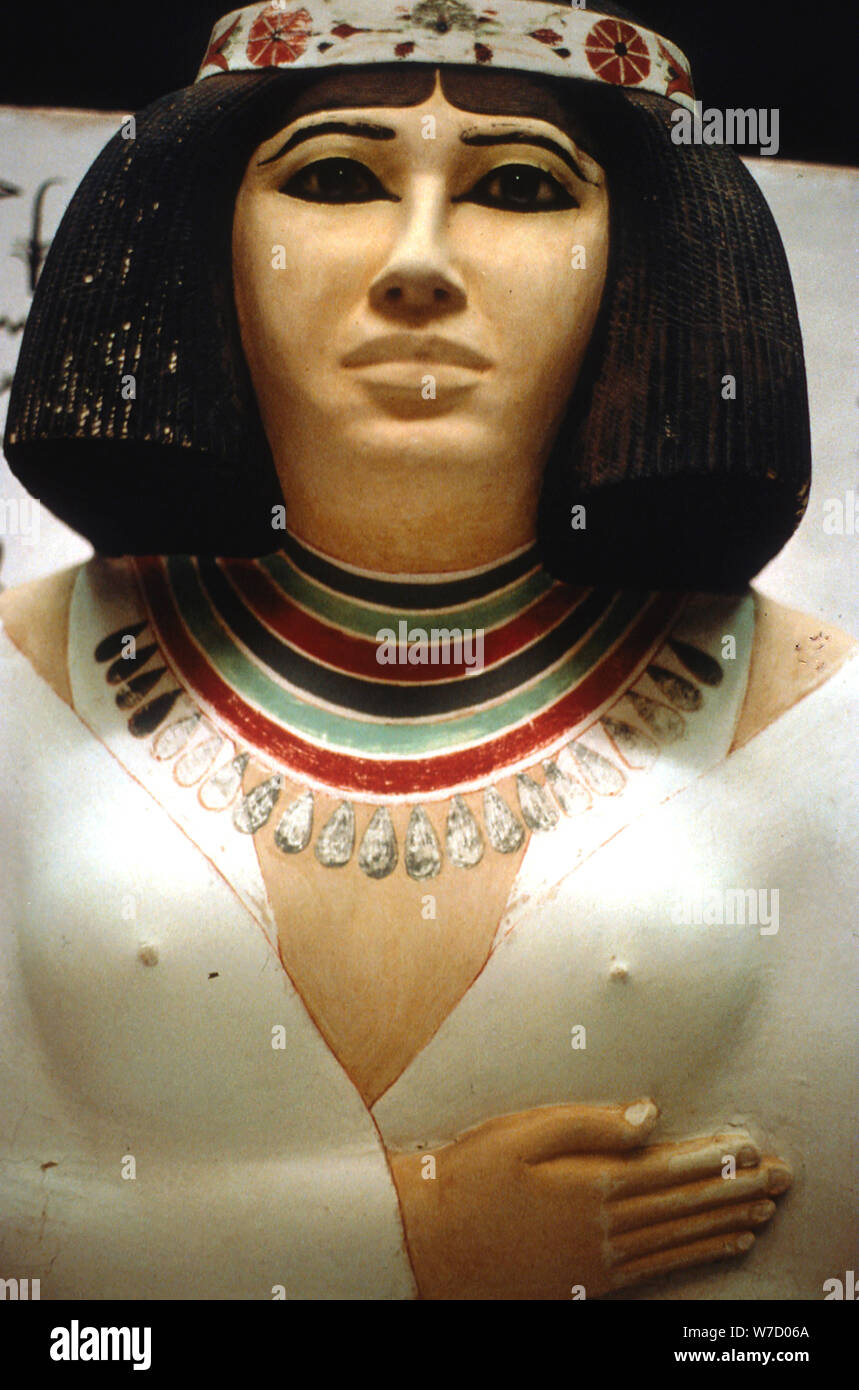 Particolare di una scultura di Nofret, moglie del principe Rahotep, Meidum, IV dinastia, c26th secolo A.C. Artista: sconosciuto Foto Stock
