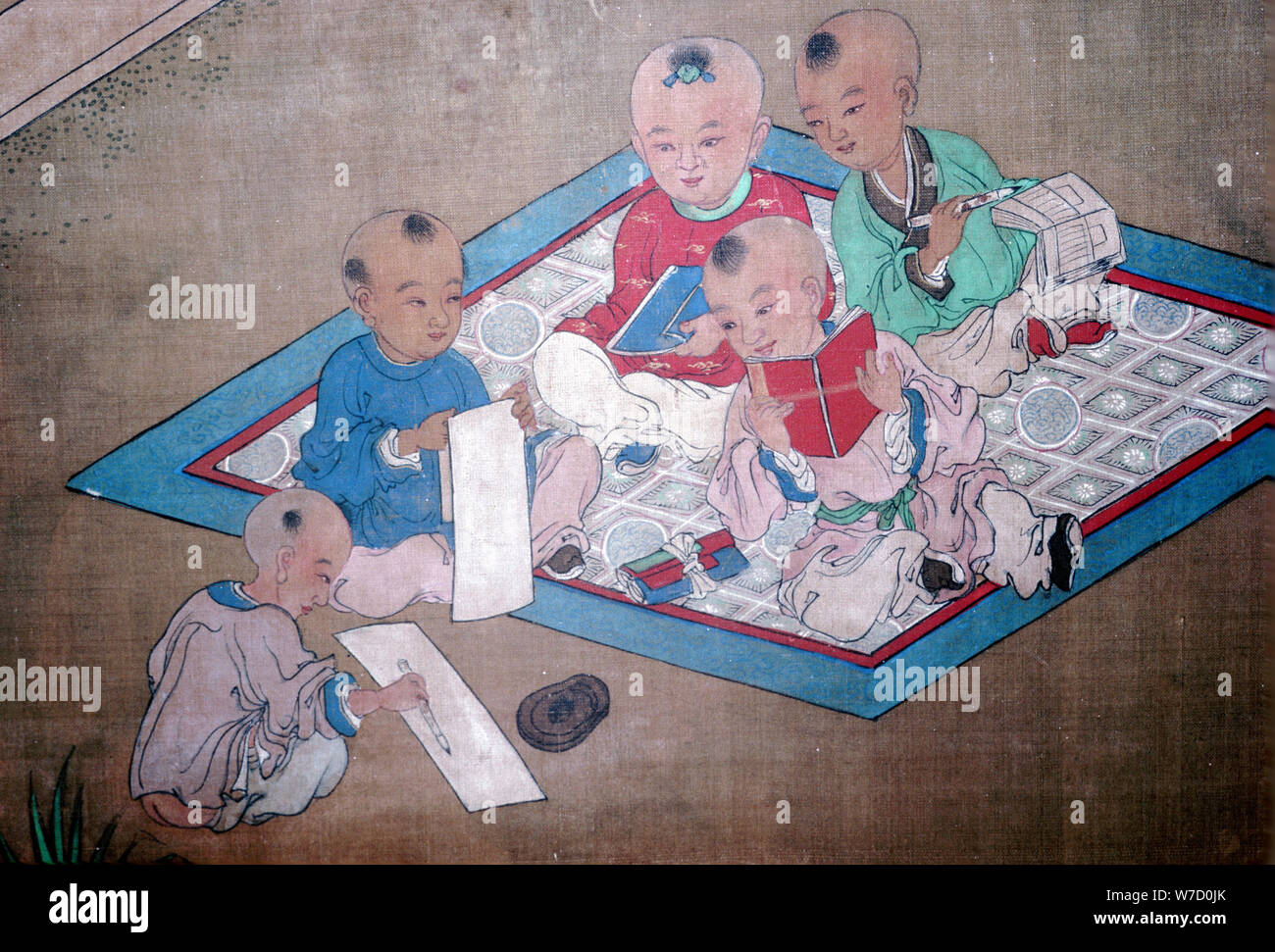 Bambini a giocare, Pittura giapponese del XVIII secolo. Artista: sconosciuto Foto Stock