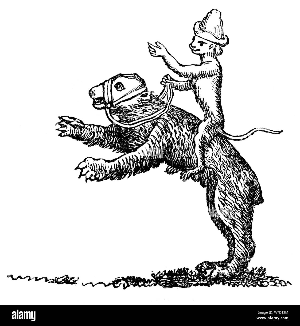 Orso e della Scimmia, del XIII secolo, (1833). Artista: sconosciuto Foto Stock