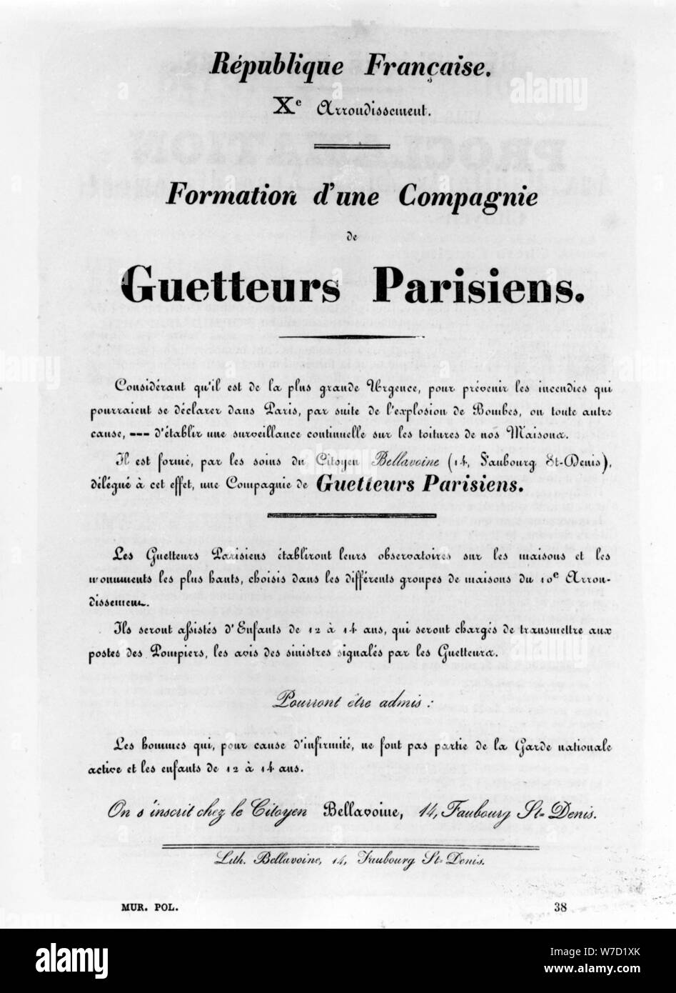 Guetteurs Parisiens, dal francese manifesti politici del Comune di Parigi, maggio 1871. Artista: sconosciuto Foto Stock