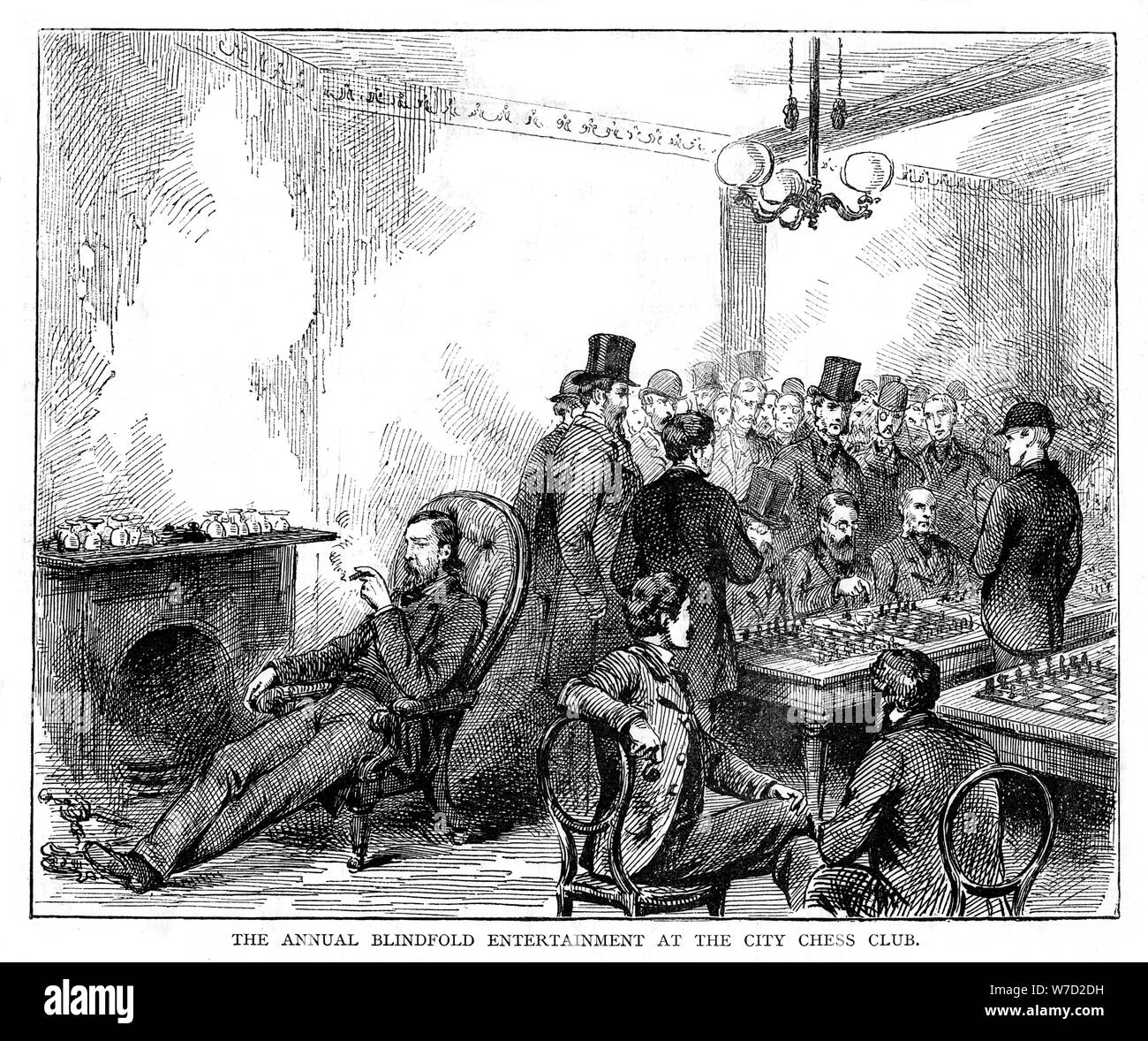 La benda annuale di intrattenimento presso il city club di scacchi, 1876. Artista: sconosciuto Foto Stock