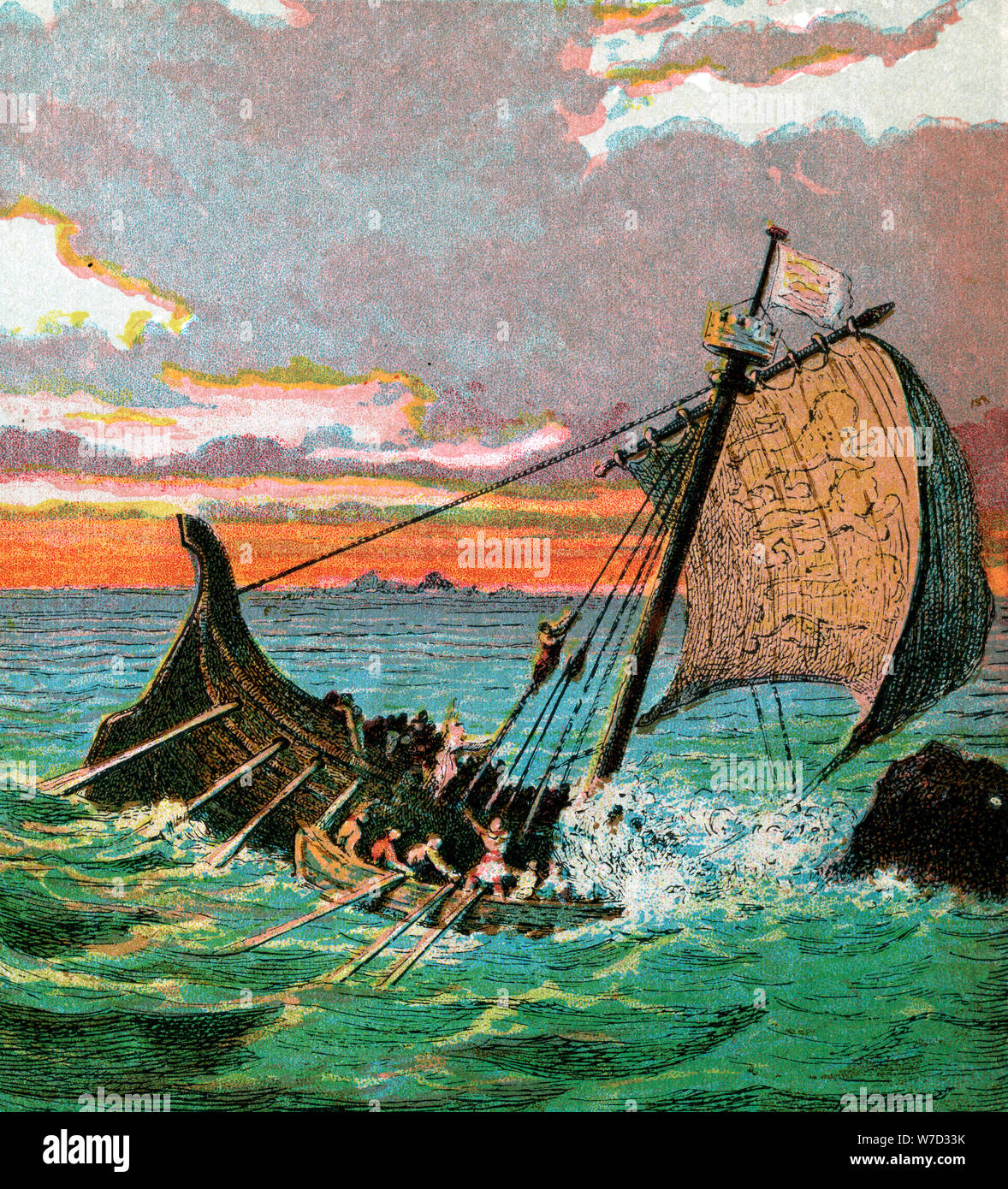 'Il Relitto della nave bianca", 1120, (c1850). Artista: sconosciuto Foto Stock
