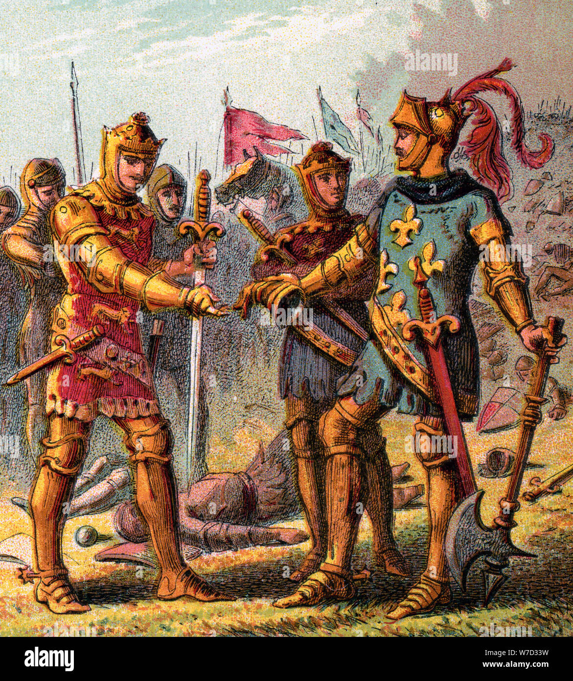 "Battaglia di Poitiers, 1356', (c1850). Artista: sconosciuto Foto Stock