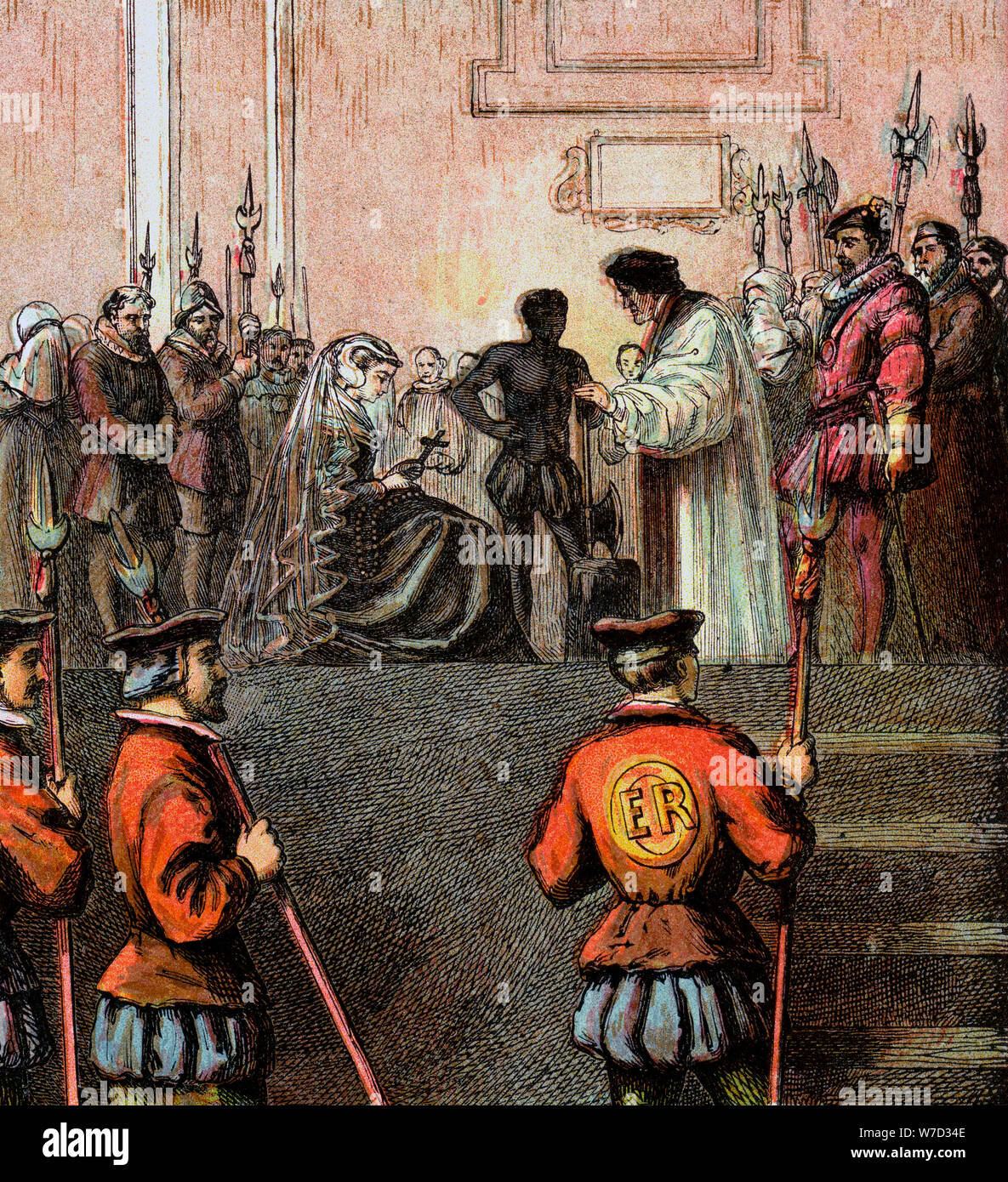 "L'esecuzione di Maria Regina di Scozia, 1587', (c1850). Artista: sconosciuto Foto Stock