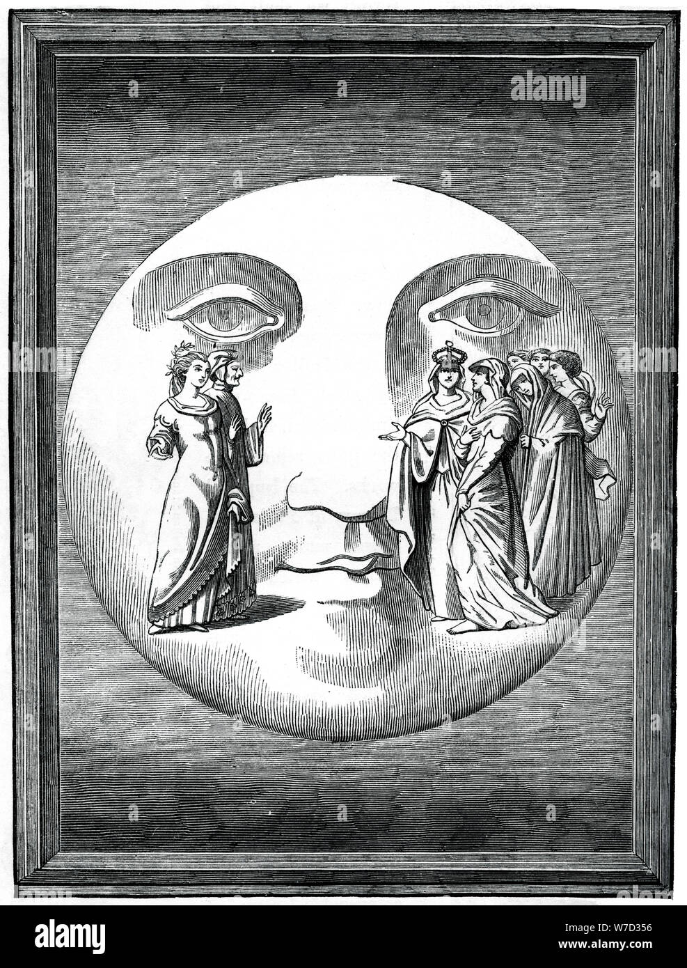 Dante e Beatrice trasportato alla luna, XVI secolo (1870). Artista: sconosciuto Foto Stock