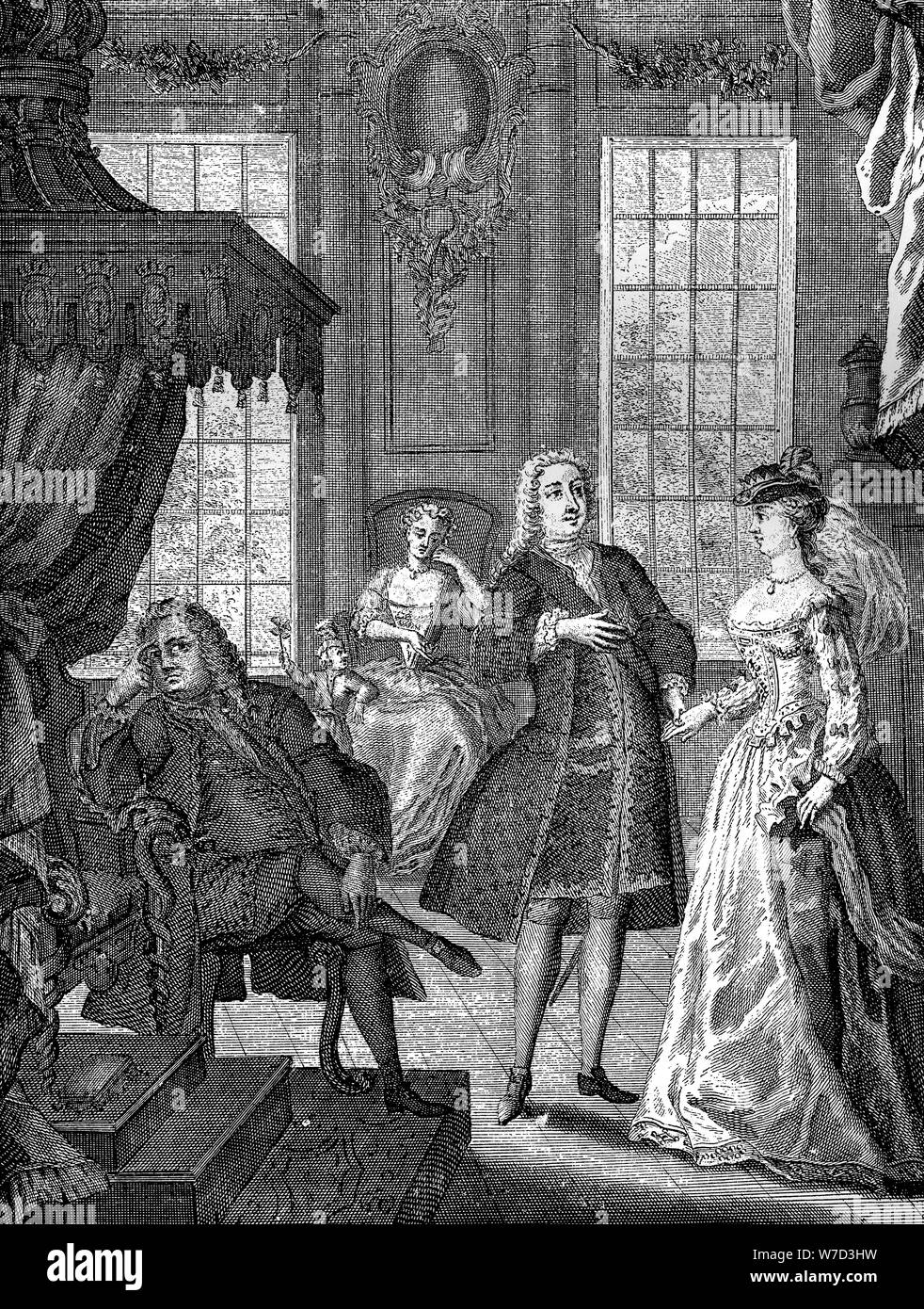 "Federico il Principe del Galles e la principessa Augusta di Sax-Gotha', 1736. Artista: sconosciuto Foto Stock