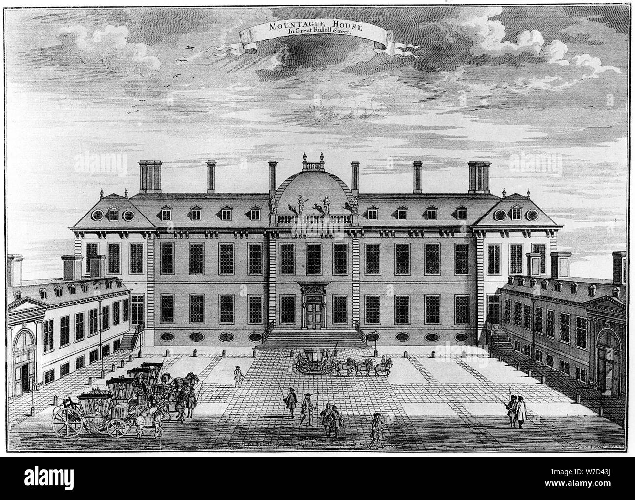 Montagu House, Bloomsbury, XVIII secolo (1908). Artista: sconosciuto Foto Stock