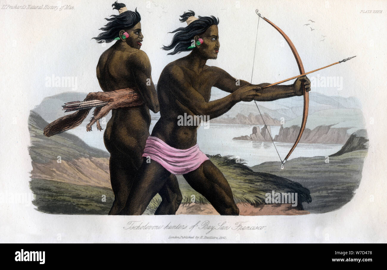 Cacciatori della Baia di San Francisco, 1848. Artista: sconosciuto Foto Stock